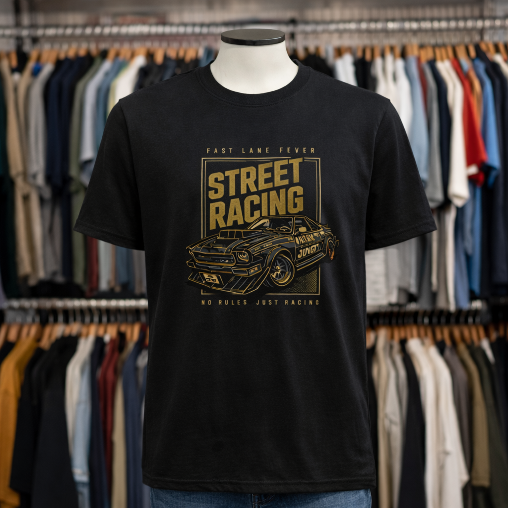 Camiseta de algodón de carreras callejeras – Fiebre del carril rápido